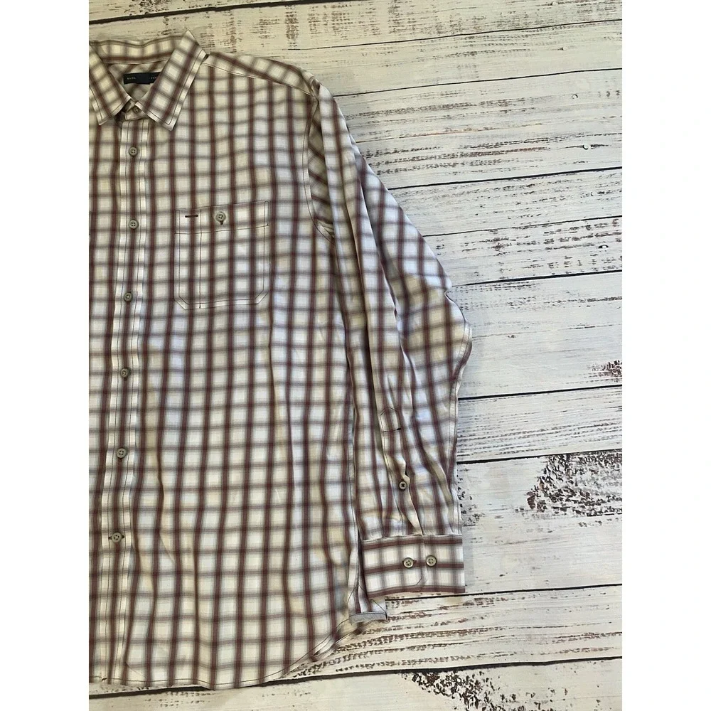 Banana Republic Dress Shirt Men's XL 17-17.5 Red Plaid Long Sleeve Classic